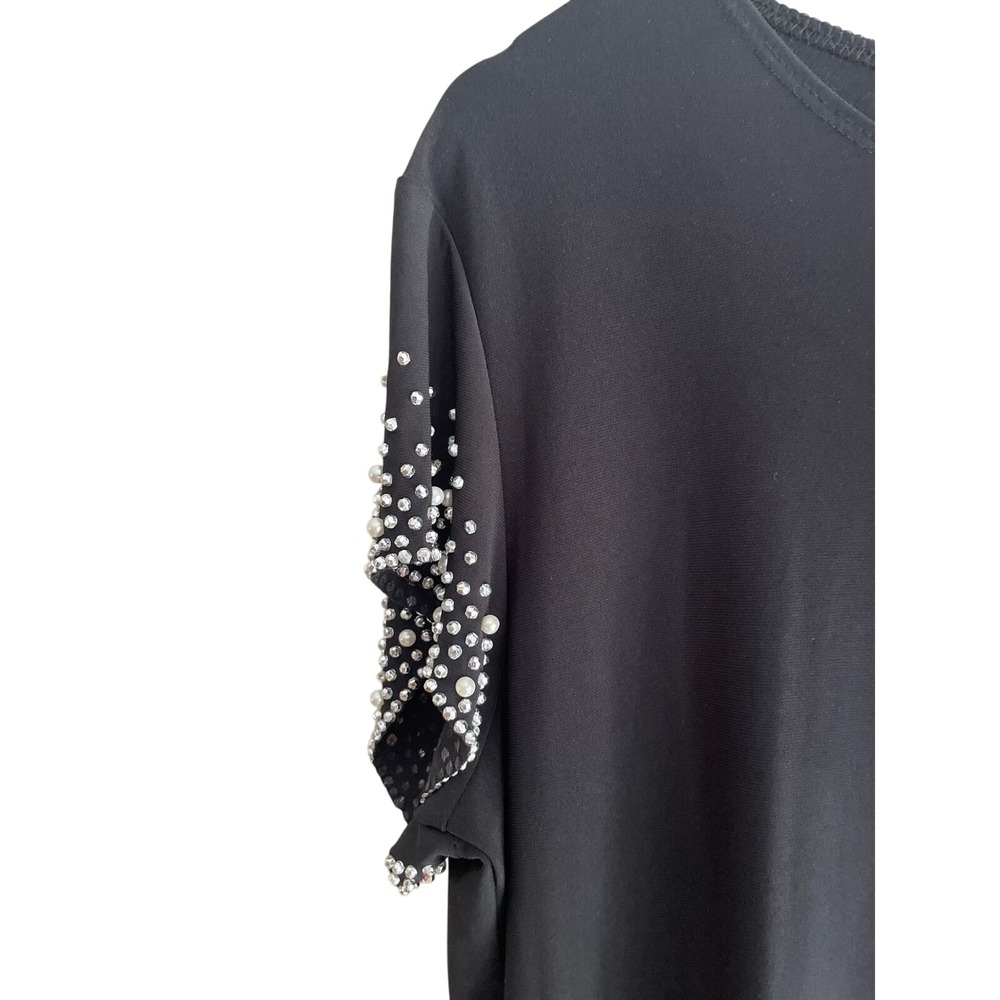 Black Dress Women's XL Nik and Nash Pearl Rhinestone Party Glam LBD NWT New - Picture 3 of 8